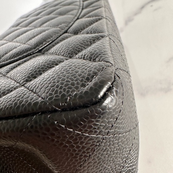 🖌Auth Chanel Classic Medium ” DOUBLE Flap Bag GHW Caviar Leather - Picture 4 of 16